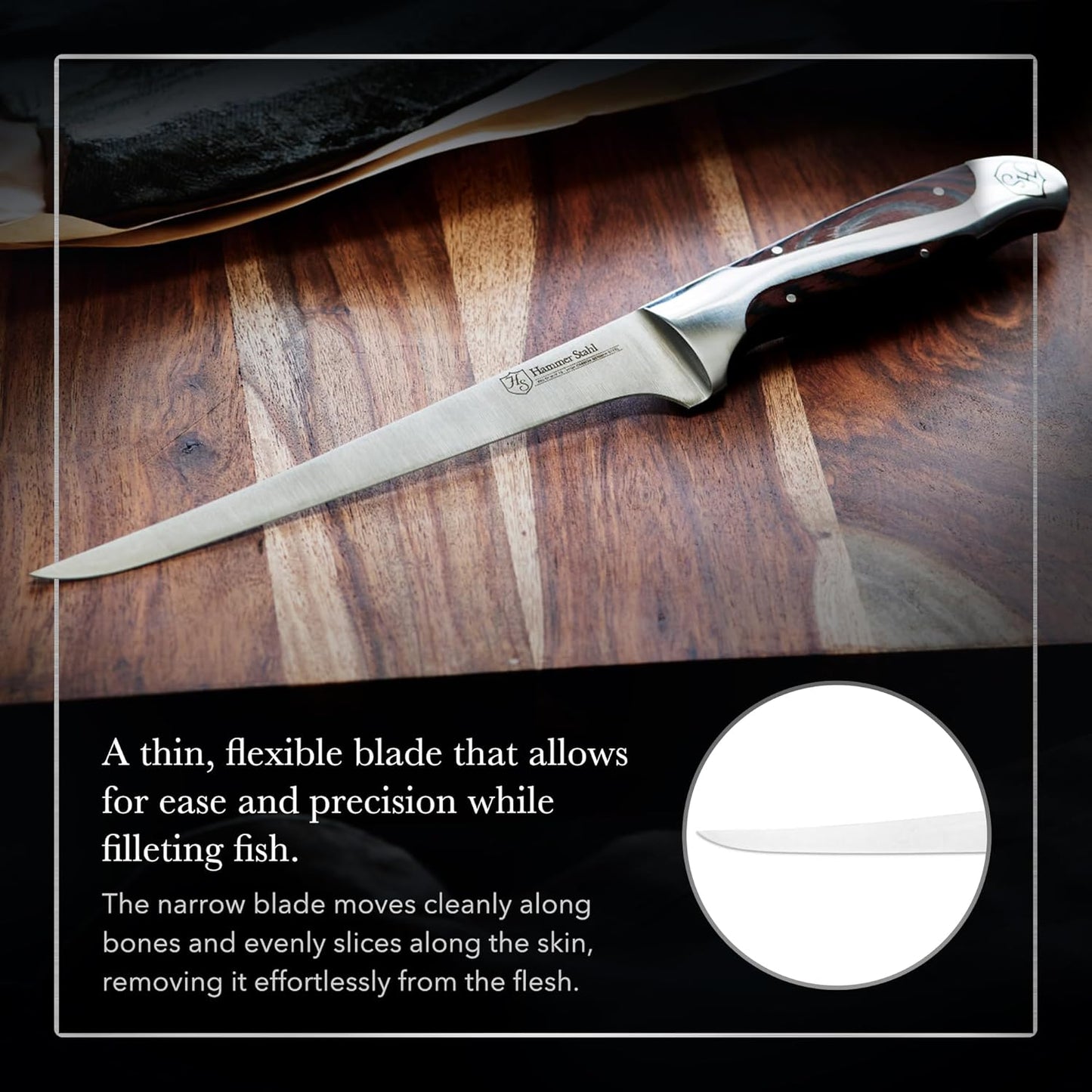 7-Inch Fillet Knife | German Forged High Carbon Steel Blade for Filleting, Boning, Trimming & Slicing | Ergonomic Quad-Tang Pakkawood Handle & Gift Box