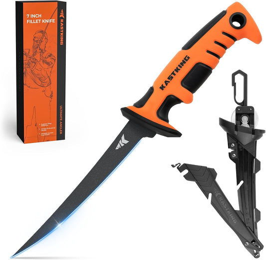 Ultimate Angler 7" Fillet Knife, Fishing Knife for Men | Vanadium Stainless Steel Blade, Corrosion-resistant, Sheath with Sharpener & Line Cutter, EnduraGrip Handle