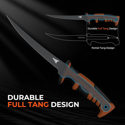 Ultimate Angler 7" Fillet Knife, Fishing Knife for Men | Vanadium Stainless Steel Blade, Corrosion-resistant, Sheath with Sharpener & Line Cutter, EnduraGrip Handle