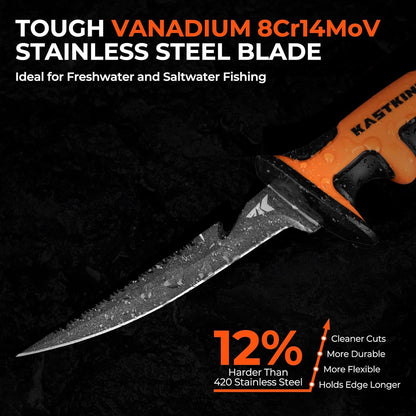 Ultimate Angler 7" Fillet Knife, Fishing Knife for Men | Vanadium Stainless Steel Blade, Corrosion-resistant, Sheath with Sharpener & Line Cutter, EnduraGrip Handle