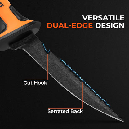 Ultimate Angler 7" Fillet Knife, Fishing Knife for Men | Vanadium Stainless Steel Blade, Corrosion-resistant, Sheath with Sharpener & Line Cutter, EnduraGrip Handle