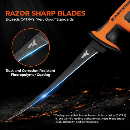 Ultimate Angler 7" Fillet Knife, Fishing Knife for Men | Vanadium Stainless Steel Blade, Corrosion-resistant, Sheath with Sharpener & Line Cutter, EnduraGrip Handle