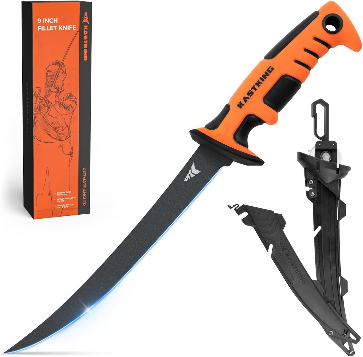 Ultimate Angler 7" Fillet Knife, Fishing Knife for Men | Vanadium Stainless Steel Blade, Corrosion-resistant, Sheath with Sharpener & Line Cutter, EnduraGrip Handle