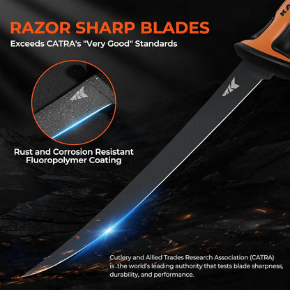 Ultimate Angler 7" Fillet Knife, Fishing Knife for Men | Vanadium Stainless Steel Blade, Corrosion-resistant, Sheath with Sharpener & Line Cutter, EnduraGrip Handle