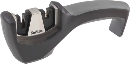 Smith’s 50032 Pull-Thru Knife Sharpener – Grey – Coarse & Fine Sharpeners – Non-Slip Rubber Base – Straight & Serrated Blades – Kitchen Knives