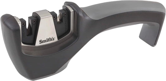 Smith’s 50032 Pull-Thru Knife Sharpener – Grey – Coarse & Fine Sharpeners – Non-Slip Rubber Base – Straight & Serrated Blades – Kitchen Knives
