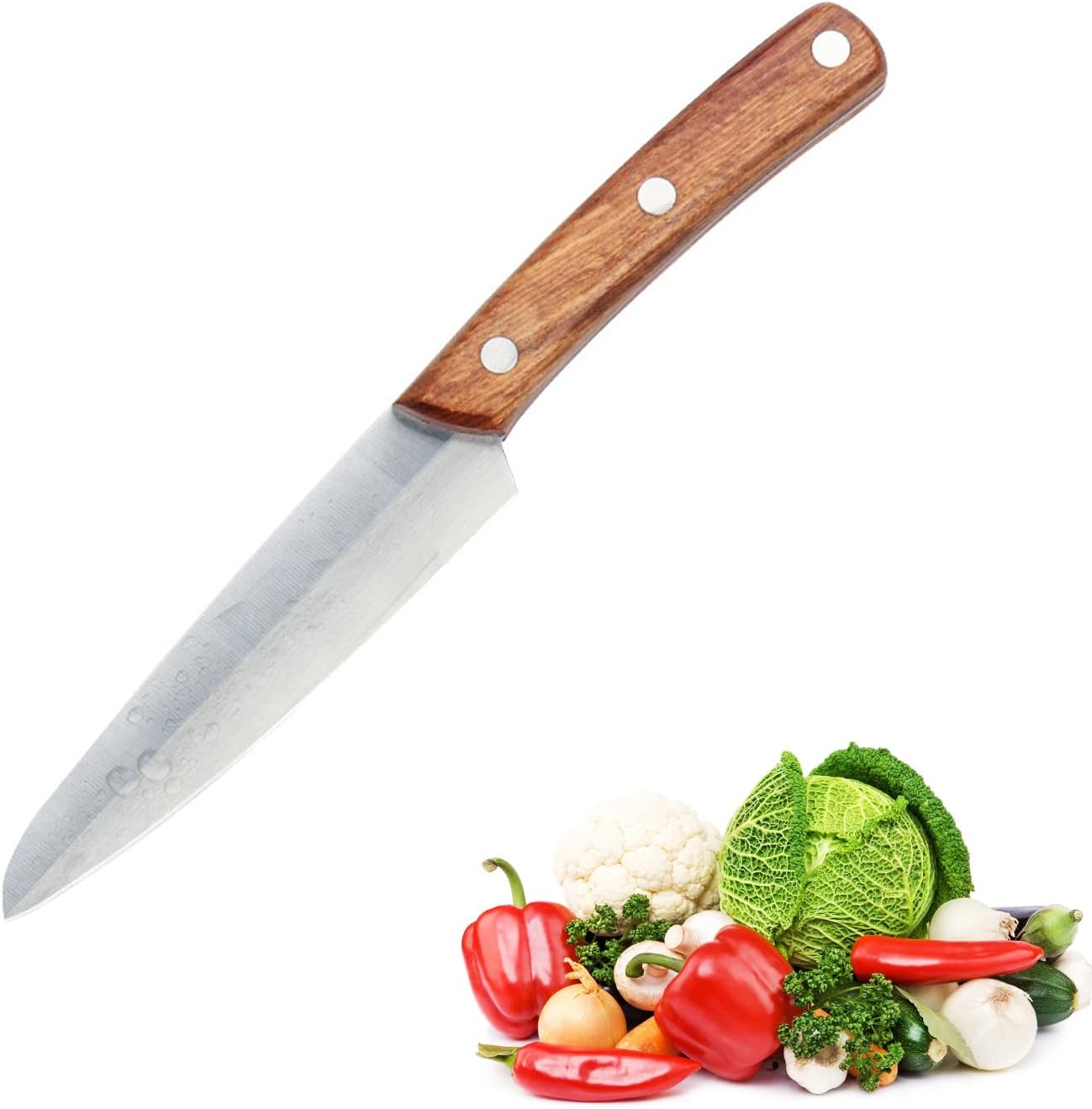 4.6-Inch Pro Paring Knife, High Carbon Stainless Steel Fruit/Vegetable Carving Knife with Wooden Ergonomic Handle (Wooden Brown), KK-PK-4IN
