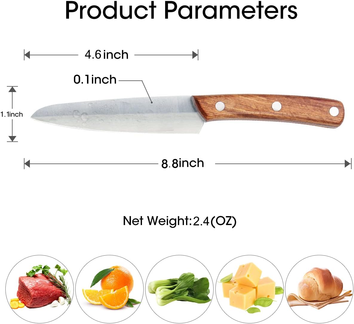 4.6-Inch Pro Paring Knife, High Carbon Stainless Steel Fruit/Vegetable Carving Knife with Wooden Ergonomic Handle (Wooden Brown), KK-PK-4IN