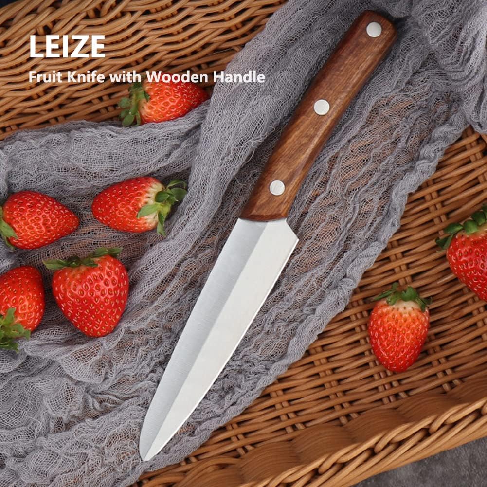 4.6-Inch Pro Paring Knife, High Carbon Stainless Steel Fruit/Vegetable Carving Knife with Wooden Ergonomic Handle (Wooden Brown), KK-PK-4IN