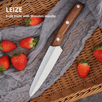 4.6-Inch Pro Paring Knife, High Carbon Stainless Steel Fruit/Vegetable Carving Knife with Wooden Ergonomic Handle (Wooden Brown), KK-PK-4IN