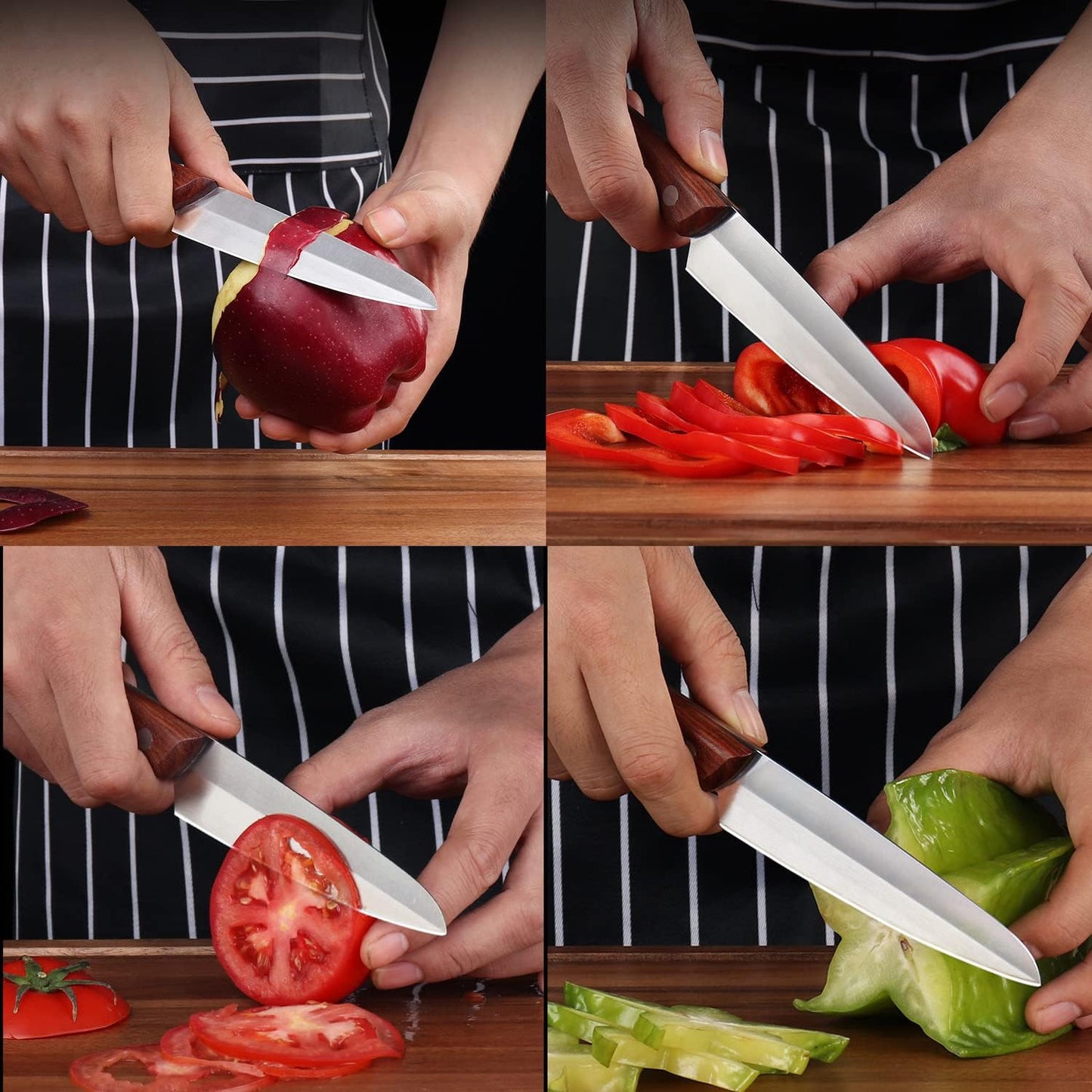 4.6-Inch Pro Paring Knife, High Carbon Stainless Steel Fruit/Vegetable Carving Knife with Wooden Ergonomic Handle (Wooden Brown), KK-PK-4IN