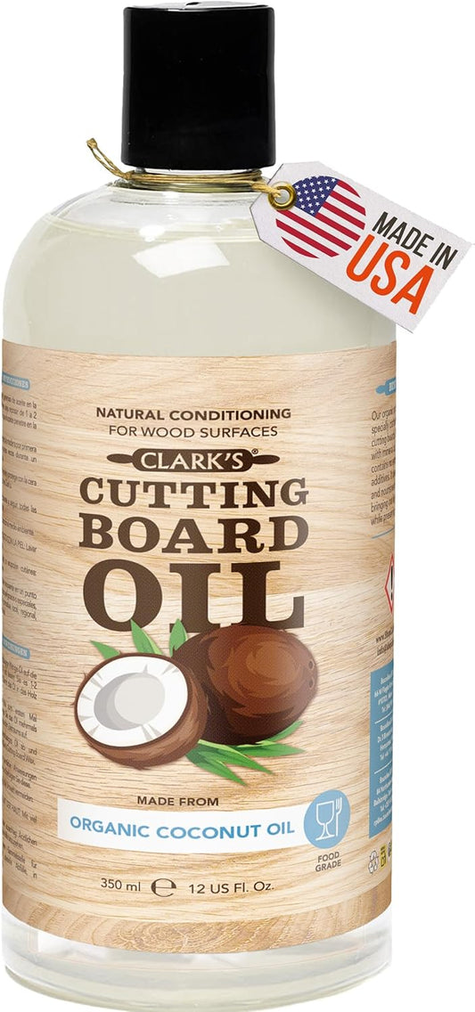 Cutting Board Oil made with Organic Coconut Oil, 12 Oz - Food Grade | Food Safe MCT Coconut Oil, Deep Wood Nourishment, Prevents Drying & Cracking, Butcher Blocks & Bowls