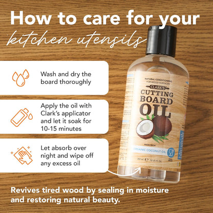 Cutting Board Oil made with Organic Coconut Oil, 12 Oz - Food Grade | Food Safe MCT Coconut Oil, Deep Wood Nourishment, Prevents Drying & Cracking, Butcher Blocks & Bowls