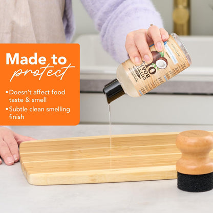 Cutting Board Oil made with Organic Coconut Oil, 12 Oz - Food Grade | Food Safe MCT Coconut Oil, Deep Wood Nourishment, Prevents Drying & Cracking, Butcher Blocks & Bowls