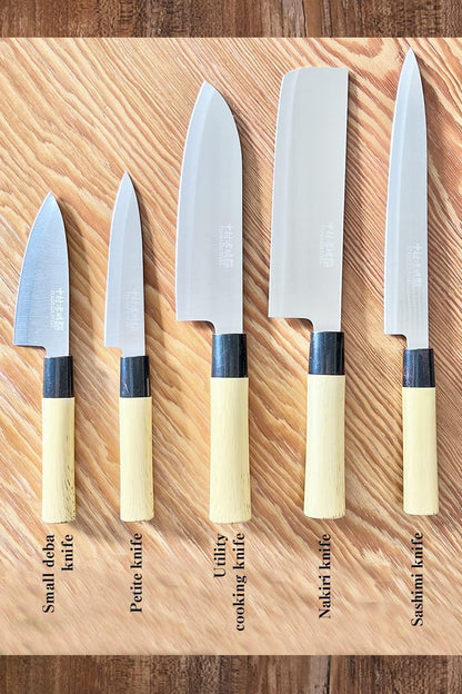 Kitchen Knife Set Of 5 Produced By Komei Nakamura Including Sushi Knife Japanese