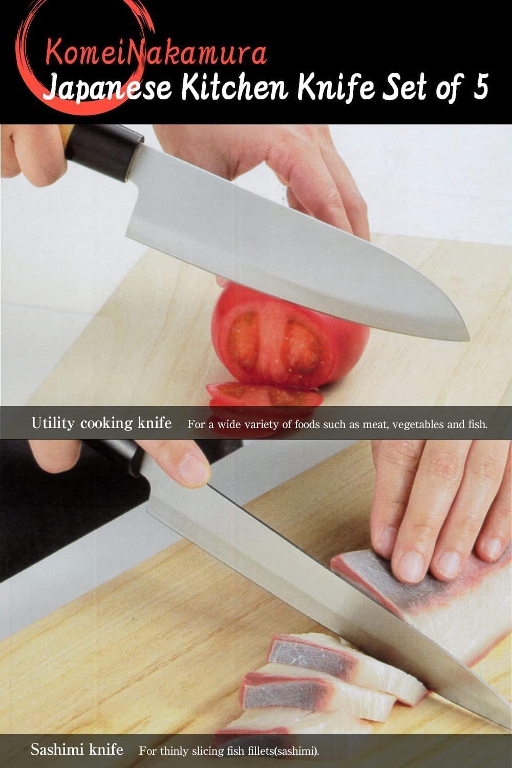 Kitchen Knife Set Of 5 Produced By Komei Nakamura Including Sushi Knife Japanese