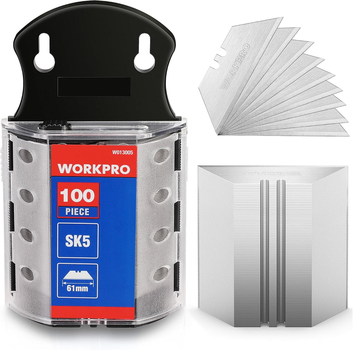 Utility Knife Blades, SK5 Steel Blades with Dispenser