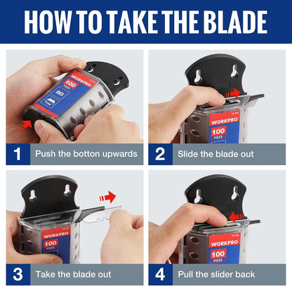 Utility Knife Blades, SK5 Steel Blades with Dispenser