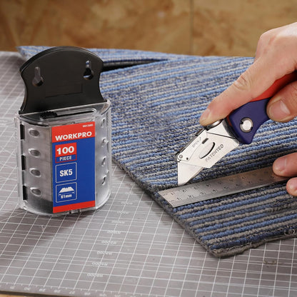 Utility Knife Blades, SK5 Steel Blades with Dispenser