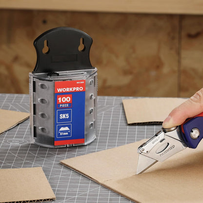 Utility Knife Blades, SK5 Steel Blades with Dispenser