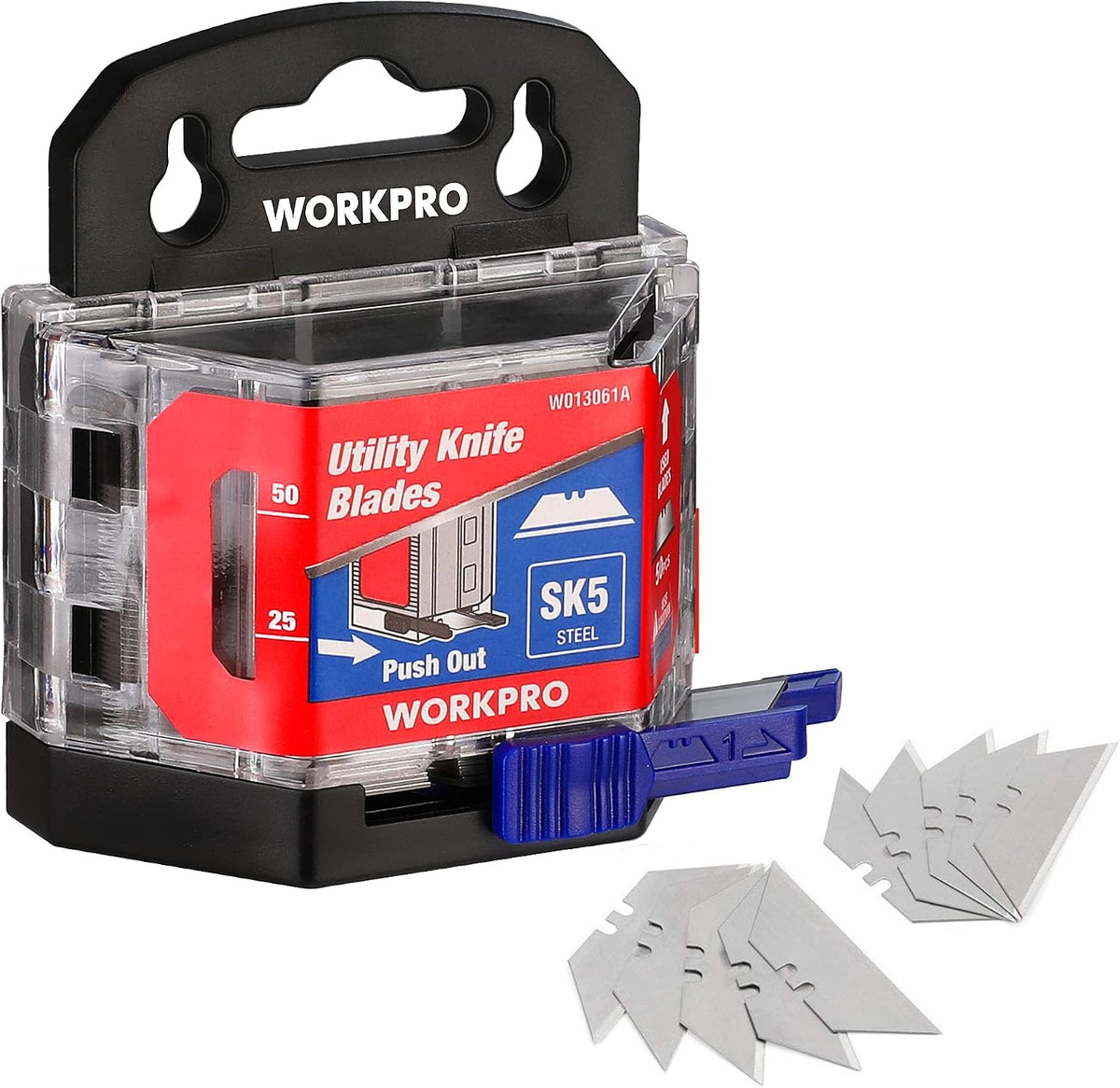 Utility Knife Blades, SK5 Steel Blades with Dispenser