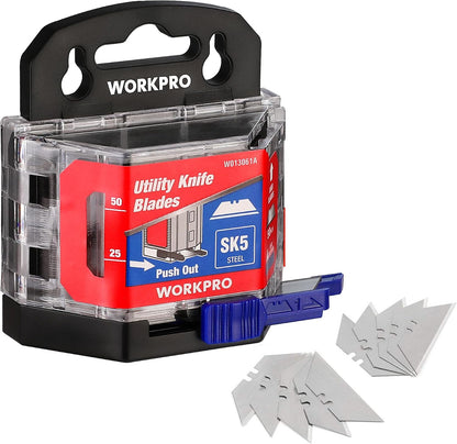 Utility Knife Blades, SK5 Steel Blades with Dispenser