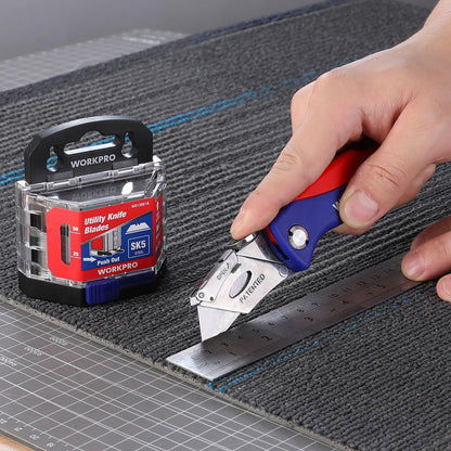 Utility Knife Blades, SK5 Steel Blades with Dispenser