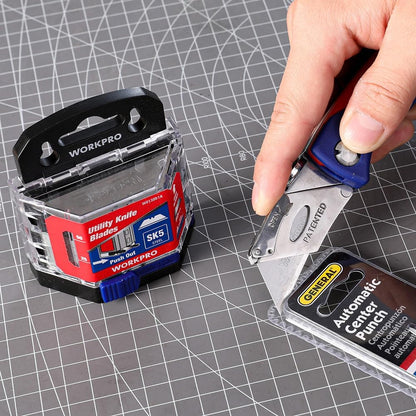 Utility Knife Blades, SK5 Steel Blades with Dispenser