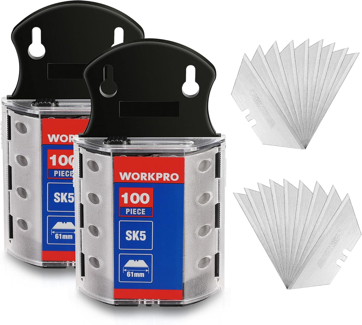 Utility Knife Blades, SK5 Steel Blades with Dispenser
