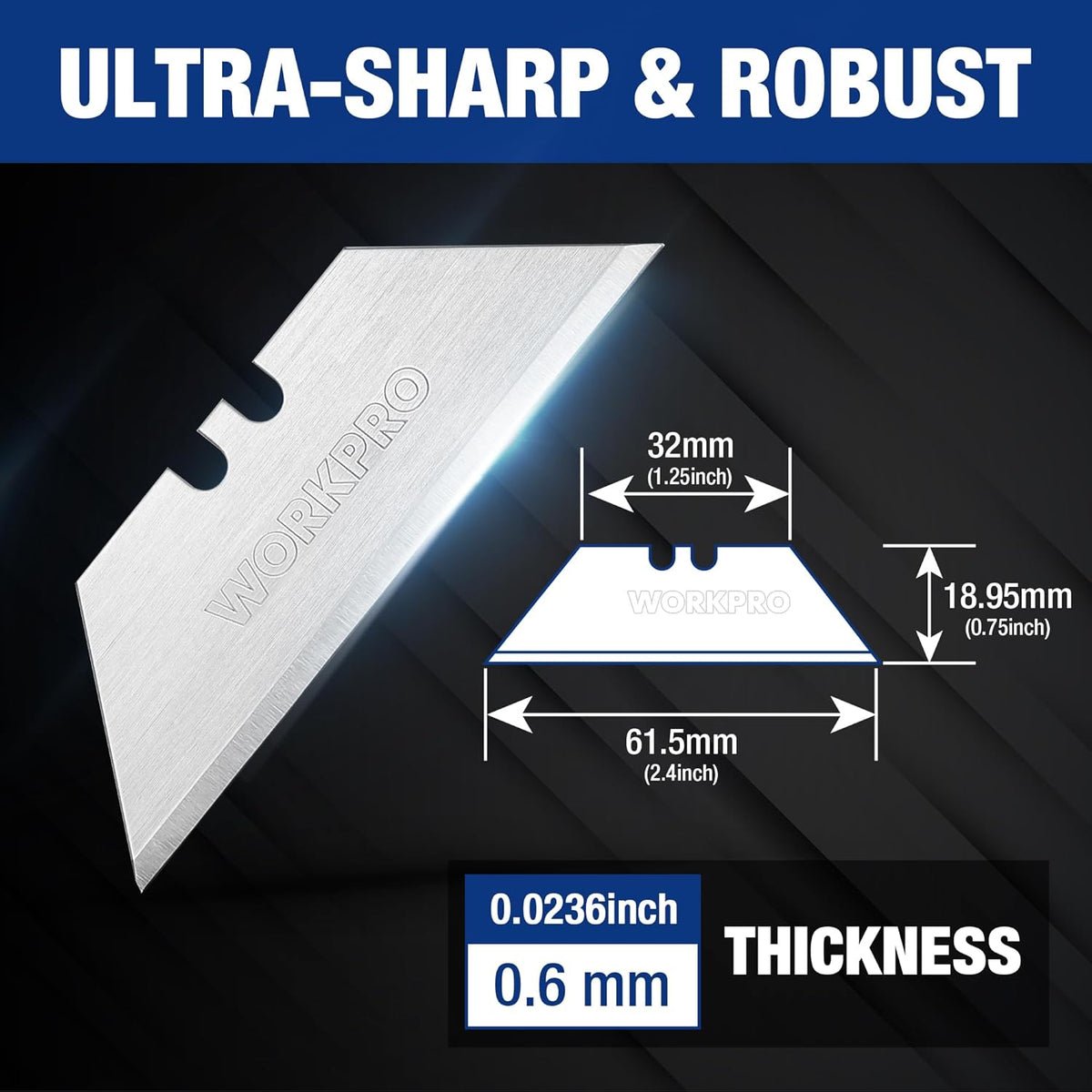 Utility Knife Blades, SK5 Steel Blades with Dispenser