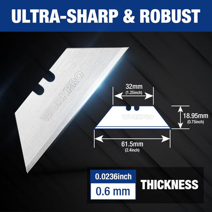 Utility Knife Blades, SK5 Steel Blades with Dispenser
