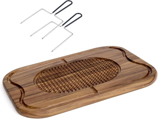 20" Large Holiday Ham Meat Serving Board Thanksgiving Carving Board with Turkey Lifter Set| Acacia Wood Cutting Board with Juice Groove, Good for Carving 22Lbs Meats