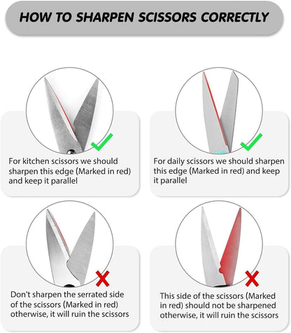 4-In-1 Manual Knife Sharpener for Kitchen Knives & Scissors, Professional Pull-Through Knife Sharpener with Tungsten Steel & Ceramic Slots, Non-Slip Base, Easy to Use for Chef Knives & Kitchen Knives