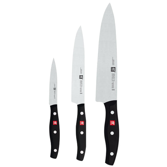 Twin Signature 3-Pc Knife Set Made in Germany | Ultra Sharp Blades Made with Special Formula Friodur Ice Hardened Steel for Durability. Dishwasher Safe and Comfortable Grip.