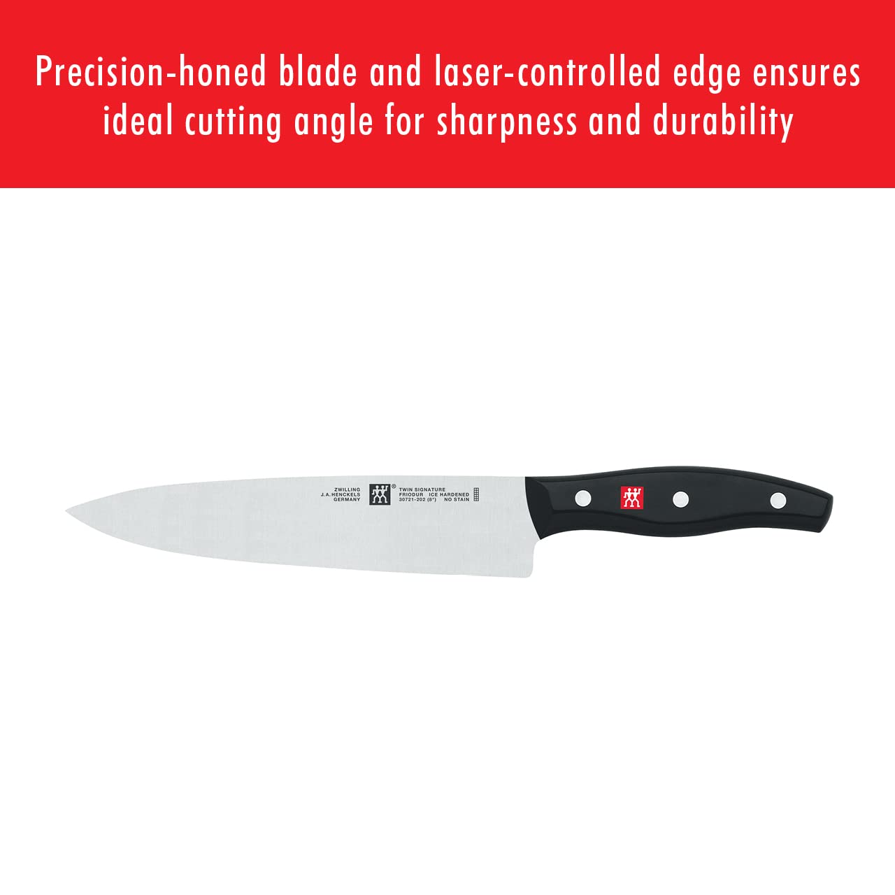 Twin Signature 3-Pc Knife Set Made in Germany | Ultra Sharp Blades Made with Special Formula Friodur Ice Hardened Steel for Durability. Dishwasher Safe and Comfortable Grip.