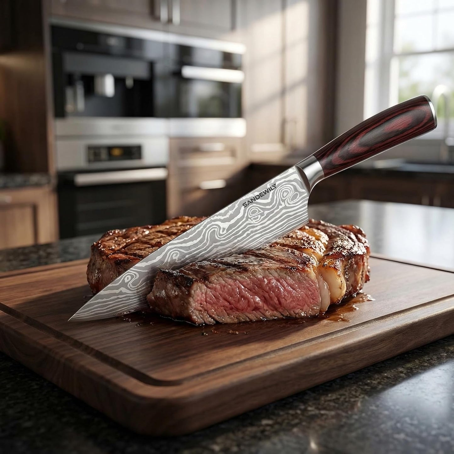 Professional Kitchen Knives High Carbon Stainless Steel Chef Knife Set,3PCS Ultra Sharp Japanese Knife with Sheath,Ergonomic Pakkawood Handle Elegant Gift Box for Home or Restaurant