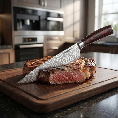 Professional Kitchen Knives High Carbon Stainless Steel Chef Knife Set,3PCS Ultra Sharp Japanese Knife with Sheath,Ergonomic Pakkawood Handle Elegant Gift Box for Home or Restaurant