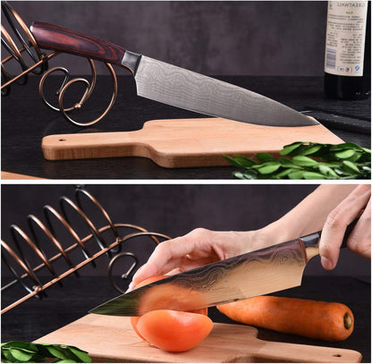 Professional Kitchen Knives High Carbon Stainless Steel Chef Knife Set,3PCS Ultra Sharp Japanese Knife with Sheath,Ergonomic Pakkawood Handle Elegant Gift Box for Home or Restaurant