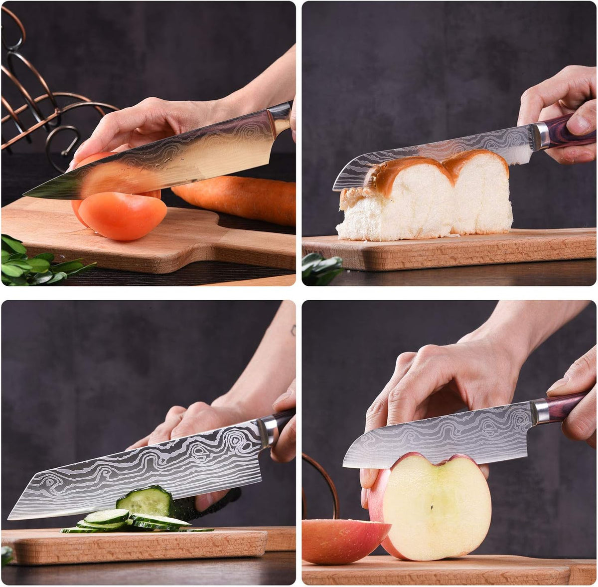 Professional Kitchen Knives High Carbon Stainless Steel Chef Knife Set,3PCS Ultra Sharp Japanese Knife with Sheath,Ergonomic Pakkawood Handle Elegant Gift Box for Home or Restaurant