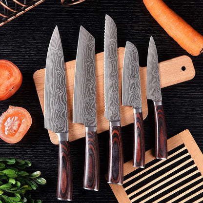 Professional Kitchen Knives High Carbon Stainless Steel Chef Knife Set,3PCS Ultra Sharp Japanese Knife with Sheath,Ergonomic Pakkawood Handle Elegant Gift Box for Home or Restaurant