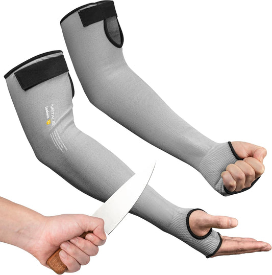 Ultra-Comfort Metal Q Cut Resistant Arm Sleeves | Metal Q Cut Resistant, Fiberglass-Free, Hypoallergenic, Cooling Breathable, Stretch One Size, Gardening & Pet Care