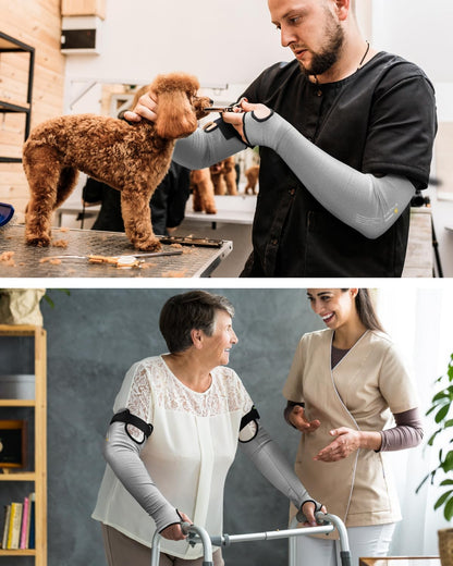 Ultra-Comfort Metal Q Cut Resistant Arm Sleeves | Metal Q Cut Resistant, Fiberglass-Free, Hypoallergenic, Cooling Breathable, Stretch One Size, Gardening & Pet Care