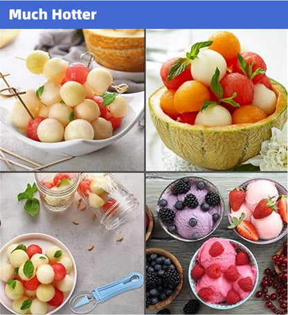4 In 1 Stainless Steel Fruit Carving Tools Set, Melon Baller Scoop Set,watermelon scooper fruit scooper and baller, fruit carving tools,Perfect Tools for Making Fruit Shapes (Blue)