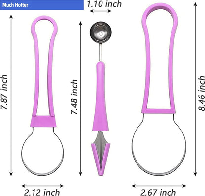 4 In 1 Stainless Steel Fruit Carving Tools Set, Melon Baller Scoop Set,watermelon scooper fruit scooper and baller, fruit carving tools,Perfect Tools for Making Fruit Shapes (Blue)