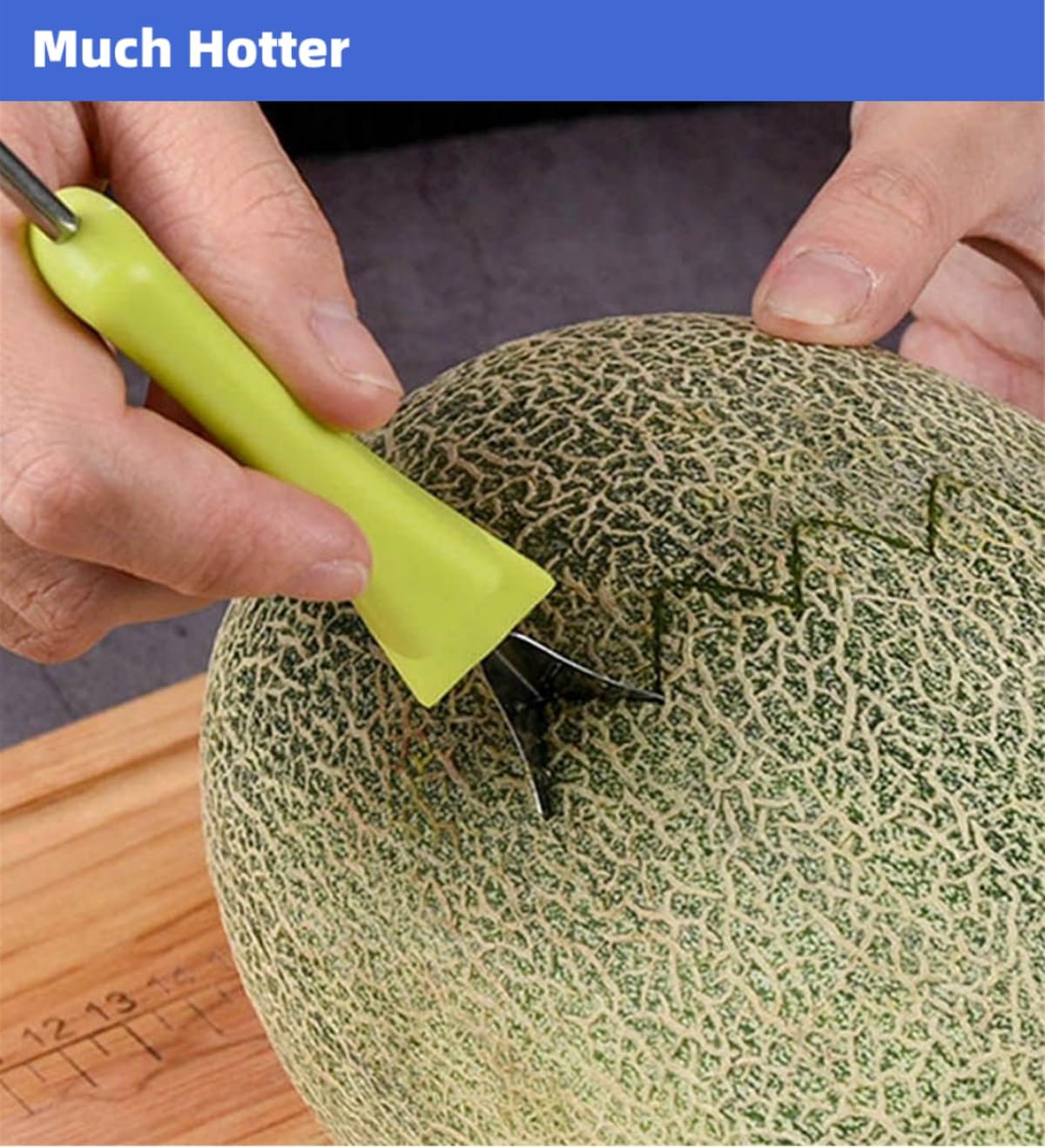 4 In 1 Stainless Steel Fruit Carving Tools Set, Melon Baller Scoop Set,watermelon scooper fruit scooper and baller, fruit carving tools,Perfect Tools for Making Fruit Shapes (Blue)