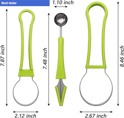 4 In 1 Stainless Steel Fruit Carving Tools Set, Melon Baller Scoop Set,watermelon scooper fruit scooper and baller, fruit carving tools,Perfect Tools for Making Fruit Shapes (Blue)