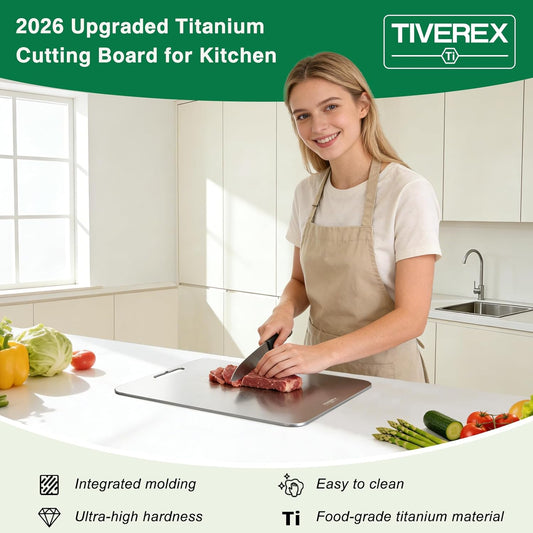 Titanium Cutting Board Set of 3, 100% Pure Titanium Cutting Boards for Kitchen, Easy to clean, Dishwasher, Double Sided Non Toxic Food-Grade Chopping Boards for Meats, Fruits and Vegetables