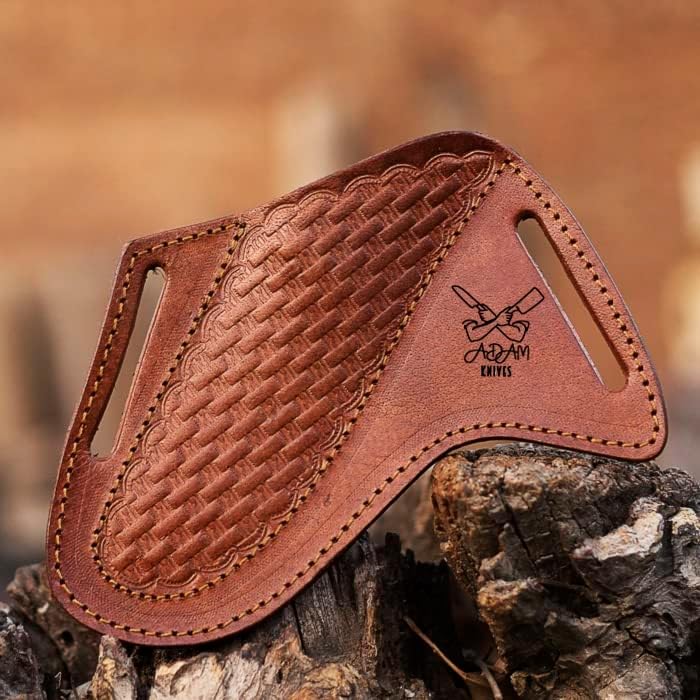 Leather Knife Sheath For Belt, Slanted Pancake Sheath, Tooled Leather Sheath, Beautiful CowBoy Bull Cutter Knife Cover 100% Real