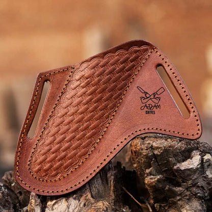 Leather Knife Sheath For Belt, Slanted Pancake Sheath, Tooled Leather Sheath, Beautiful CowBoy Bull Cutter Knife Cover 100% Real