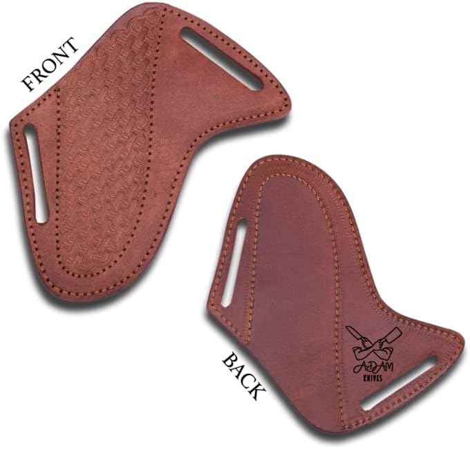 Leather Knife Sheath For Belt, Slanted Pancake Sheath, Tooled Leather Sheath, Beautiful CowBoy Bull Cutter Knife Cover 100% Real
